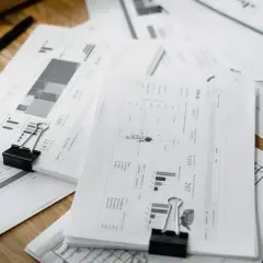 Stosy dokumentów z wykresami i danymi, spinacze biurowe. Czy us widzi wplaty za wynajem mieszkania?