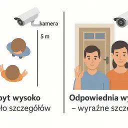 Jak zamontować kamerę na elewacji? Montaż na 3m zapewnia wyraźne szczegóły, 5m to zbyt wysoko.