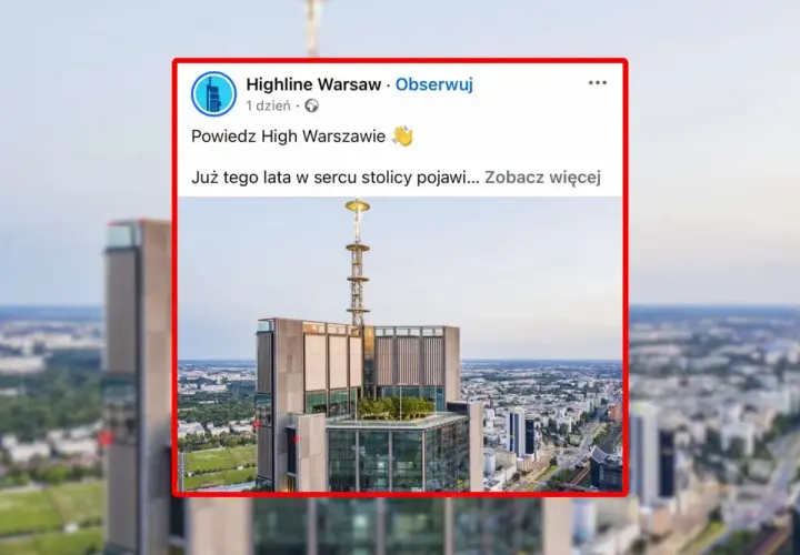 Varso Tower, najwyższy budynek w Polsce, ma 300 metrów. Widok na warszawską panoramę z jego tarasu.