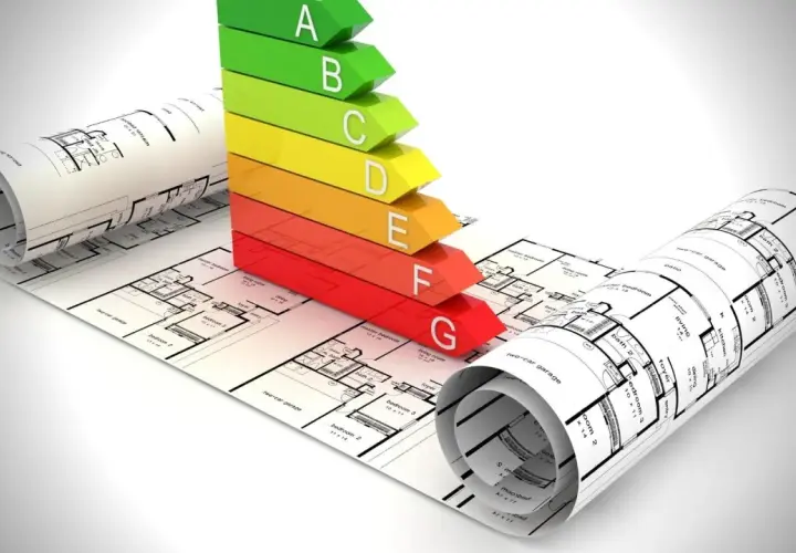 Energetyczna skala budynków (A-G) na planach architektonicznych. Centralny rejestr charakterystyki energetycznej budynków.
