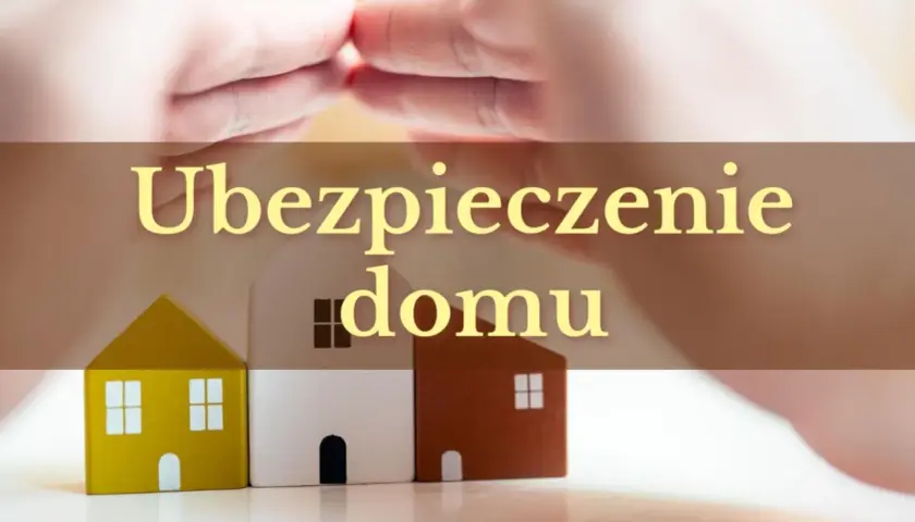 Dwie dłonie chroniące trzy domki. Czy ubezpieczenie domu jest obowiązkowe? Zabezpiecz swoją przyszłość.