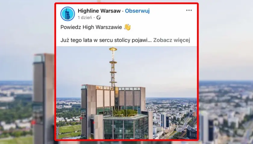 Varso Tower, najwyższy budynek w Polsce, ma 300 metrów. Widok na warszawską panoramę z jego tarasu.