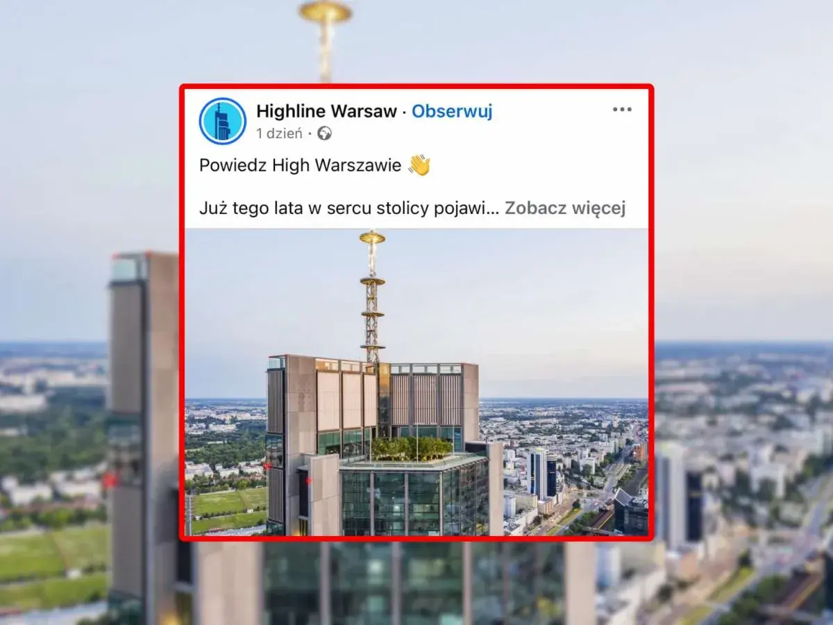 Varso Tower, najwyższy budynek w Polsce, ma 300 metrów. Widok na warszawską panoramę z jego tarasu.